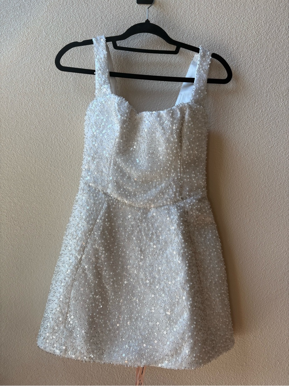 Oh Polly Dominique Embellished Structured A-Line Mini Dress in White - Picture 11 of 13